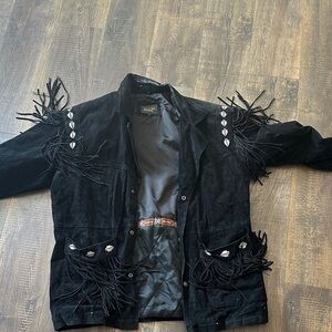 Black Fringe Leather Jacket